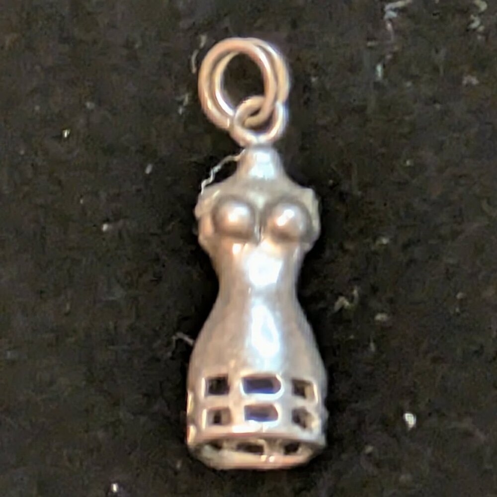 Vintage Silver Tone Dress Form Pendant Charm – Mannequin Sewing Tailor Jewelry